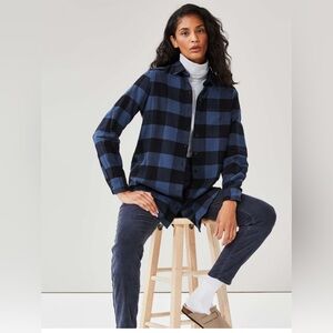 Joe Fresh Classic Plaid Tunic Button Down Shirt Size S. 100% Cotton.